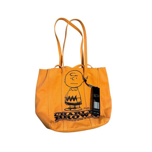 Peanuts x Marc Jacobs Charlie Brown Orange Canvas Tote Bag | Limited Edition - Picture 1 of 8